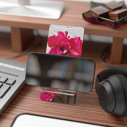 Bougainvillea Against White Stucco Wall Phone Stand – Bright Floral Photography Phone Holder