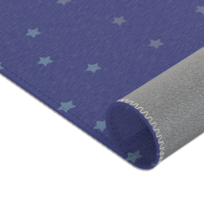 Blue Starfall Area Rug – Blue Star Floor Decor, Celestial Night Sky Carpet, Galaxy-Inspired Living Room Rug