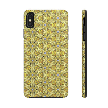 Retro Yellow Flowers Pattern Phone Case – Vibrant Geometric Floral Design for iPhone & Samsung
