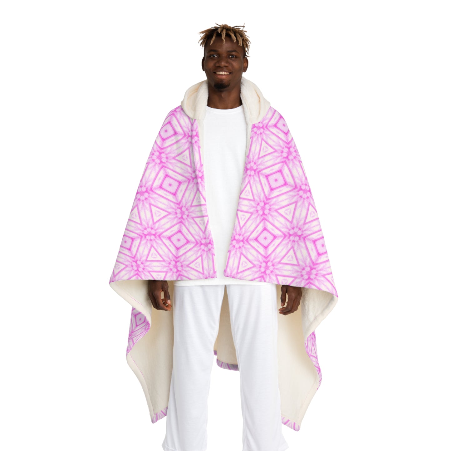Cherry Blossom Patchwork Hooded Blanket – Sakura Floral Wearable Throw, Japanese Cherry Blossom Design