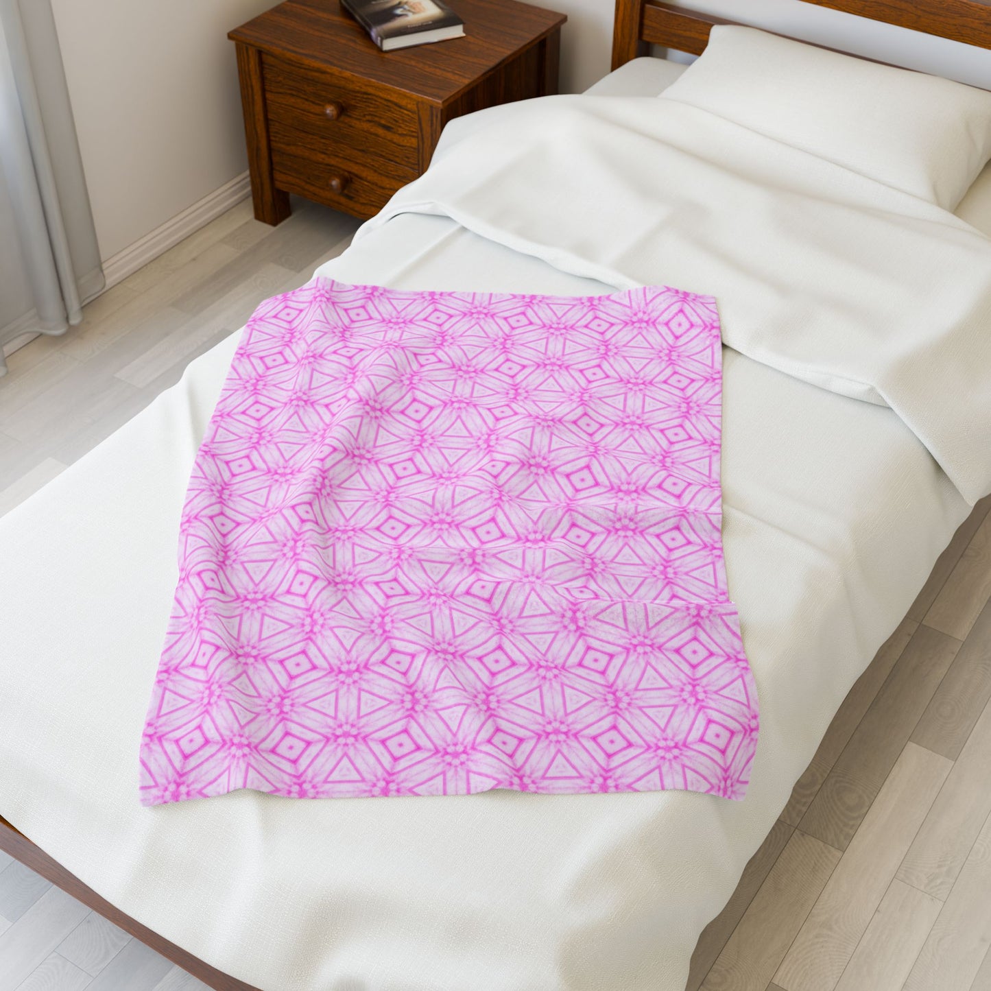Cherry Blossom Patchwork Velveteen Plush Blanket – Pink Cozy Sakura Floral Throw,Japanese Cherry Blossom Soft Throw