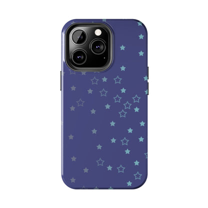 Blue Starfall Tough Phone Case – Celestial Blue Star Cover, Galaxy-Inspired Night Sky iPhone Accessory