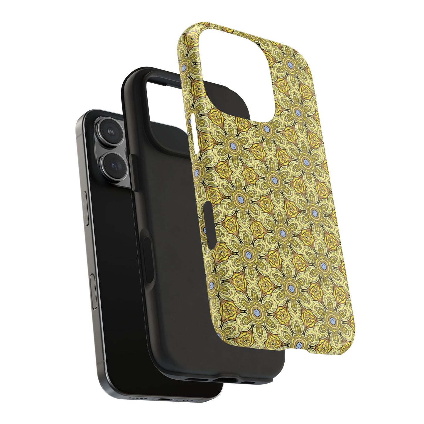 Retro Yellow Flowers Pattern Phone Case – Vibrant Geometric Floral Design for iPhone & Samsung