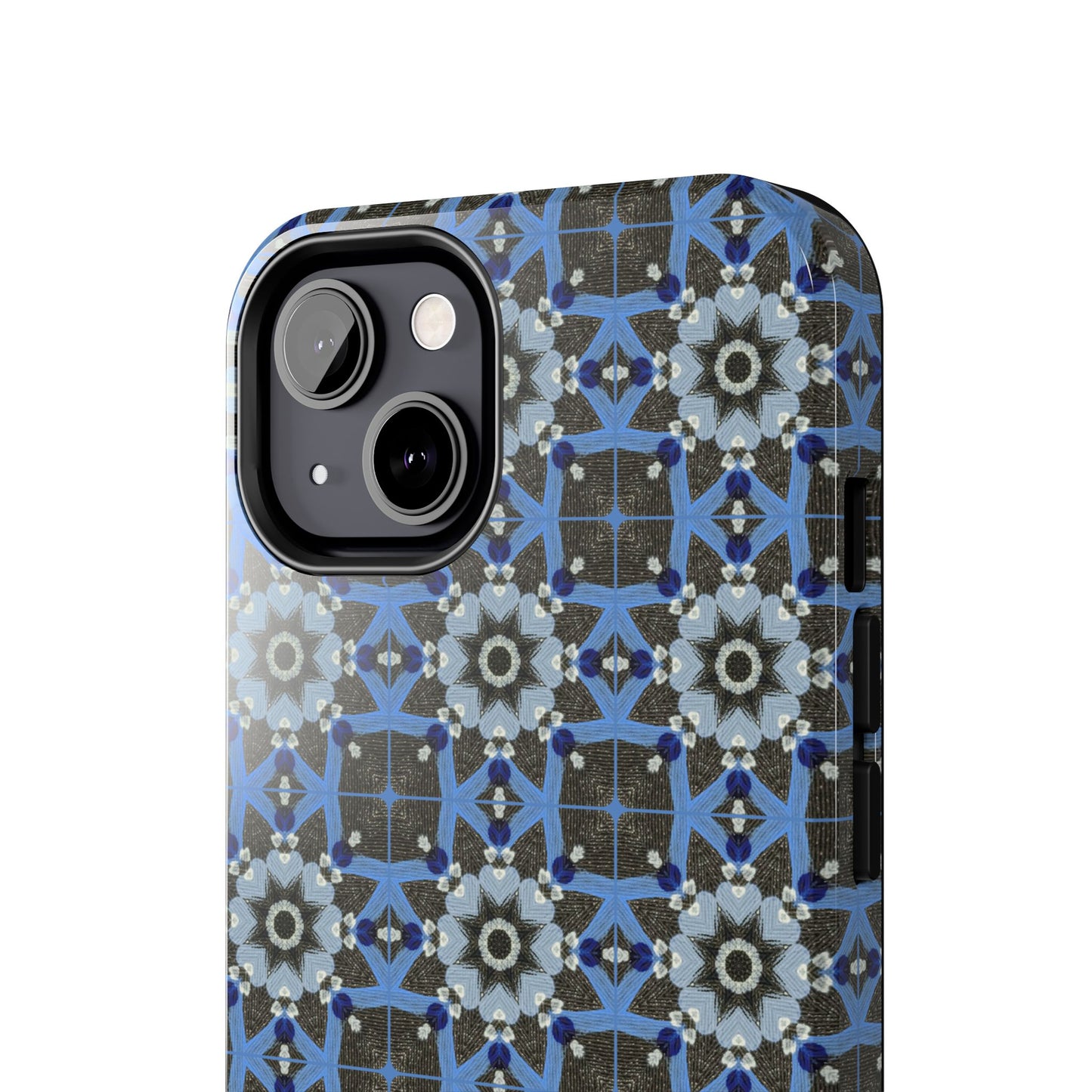 Blue Quilt Pattern Phone Case – Geometric Floral Protective Cover for iPhone & Android Models