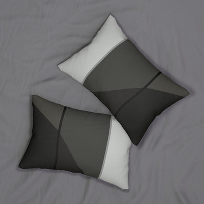 Monochrome Abstract Lumbar Pillow – Minimalist Black, Gray, and White Accent Cushion for Modern or Neutral Home Decor
