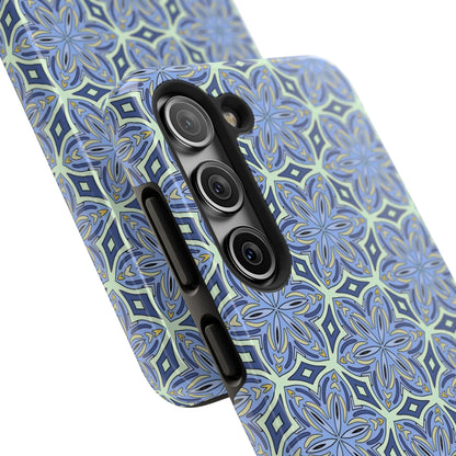 Pale Cornflower Blue and Yellow Phone Case – Geometric Floral Protective Cover for iPhone & Android Models