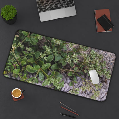 Where the Allseed Grows Desk Mat – Urban Nature Minimalist Botanical Workspace Mat with Concrete Texture Design