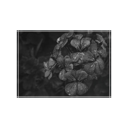 Geranium After a Light Rain Acrylic Block – Modern Moody Black and White Floral Botanical Home Decor Accent