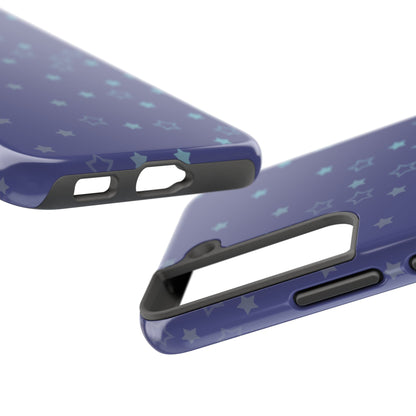 Blue Starfall Tough Phone Case – Celestial Blue Star Cover, Galaxy-Inspired Night Sky iPhone Accessory