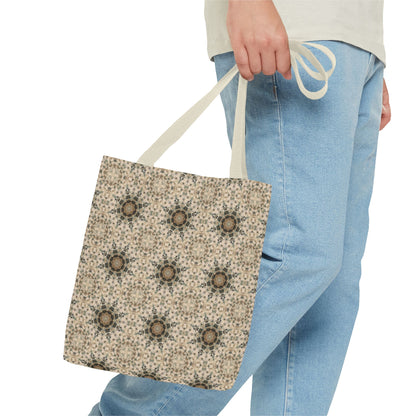 Desert Suns Tote Bag – Boho Desert Sun Pattern, Southwestern Earth-Tone Minimalist Carryall