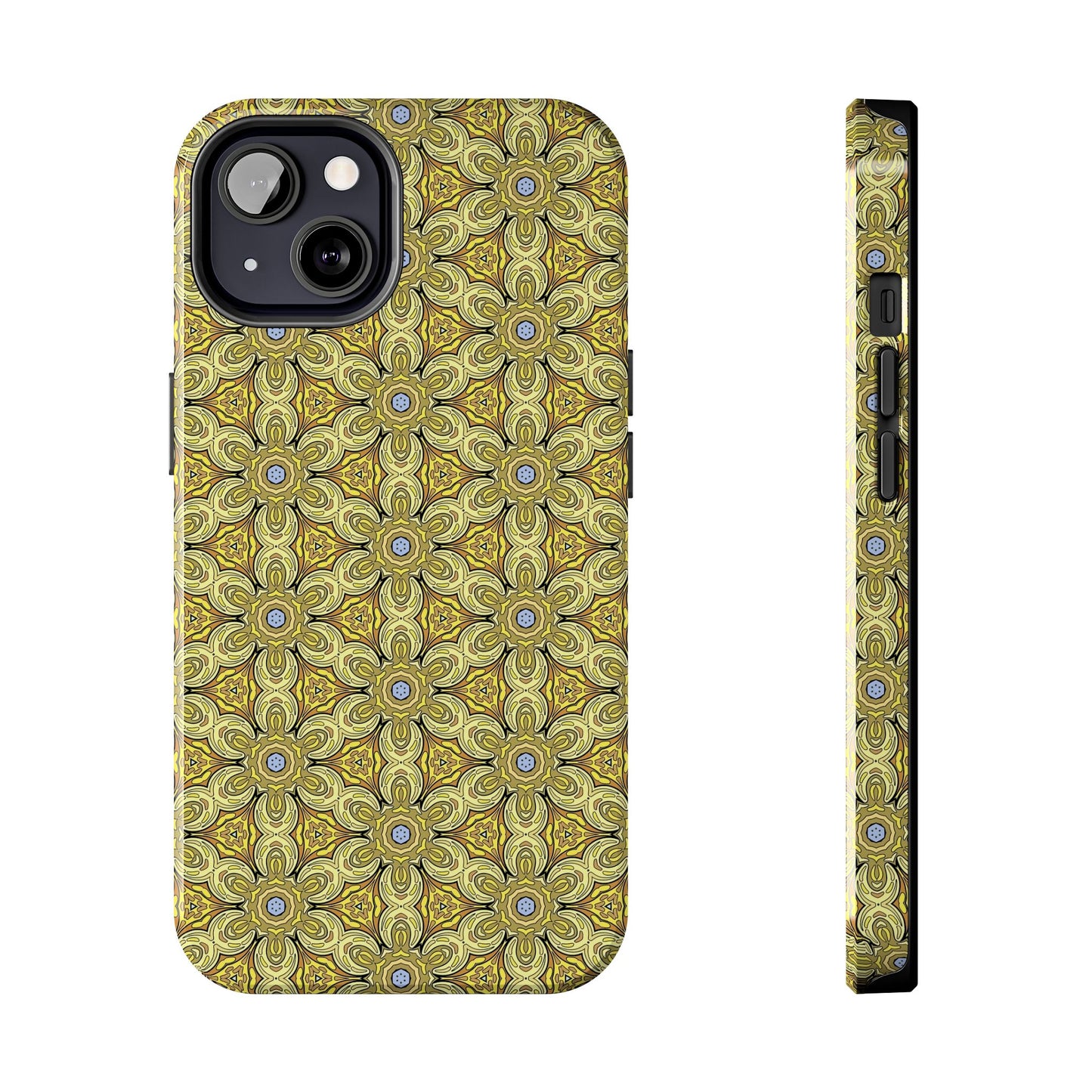 Retro Yellow Flowers Pattern Phone Case – Vibrant Geometric Floral Design for iPhone & Samsung