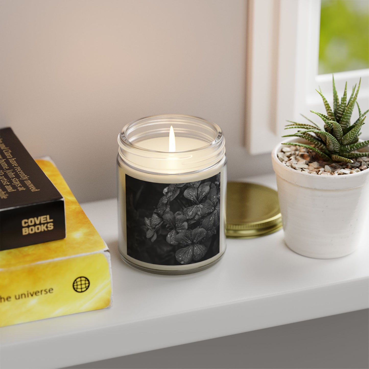 Geranium After a Light Rain Jar Candle – Botanical Photo Candle for Garden-Inspired Home Decor