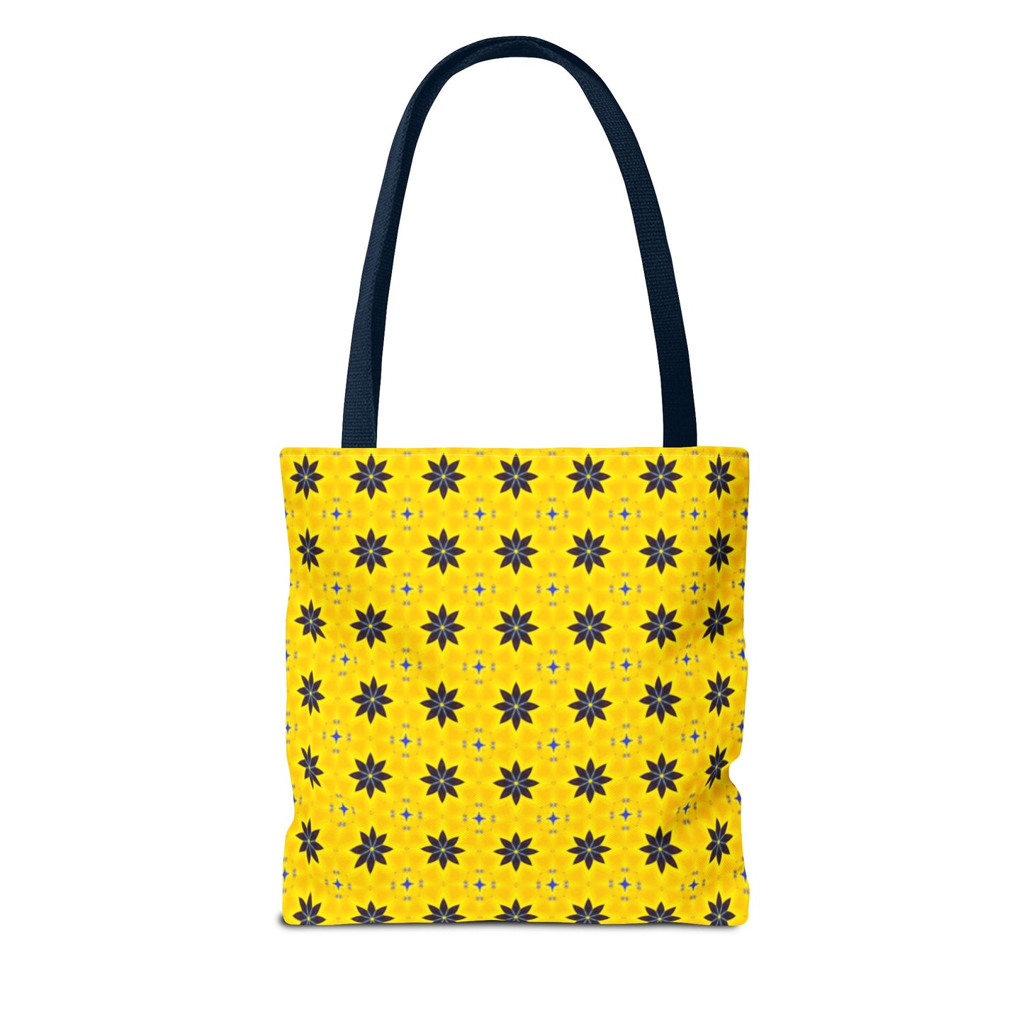 Navy Blue Flowers Tote Bag – Bold Floral Canvas Tote for Boho Chic Style