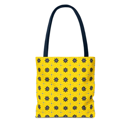 Navy Blue Flowers Tote Bag – Bold Floral Canvas Tote for Boho Chic Style