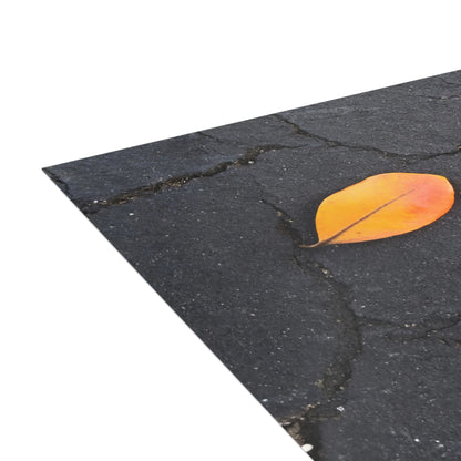 Orange Leaf on Black Concrete Inspirational Postcard – Minimalist Autumn Decor for Modern Homes