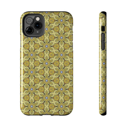 Retro Yellow Flowers Pattern Phone Case – Vibrant Geometric Floral Design for iPhone & Samsung