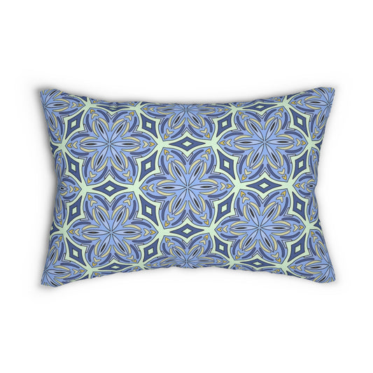 pale cornflower blue and yellow decorative pillow