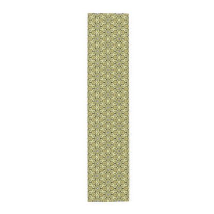 Retro Yellow Flowers Table Runner – Geometric Floral Dining Room & Kitchen Decor