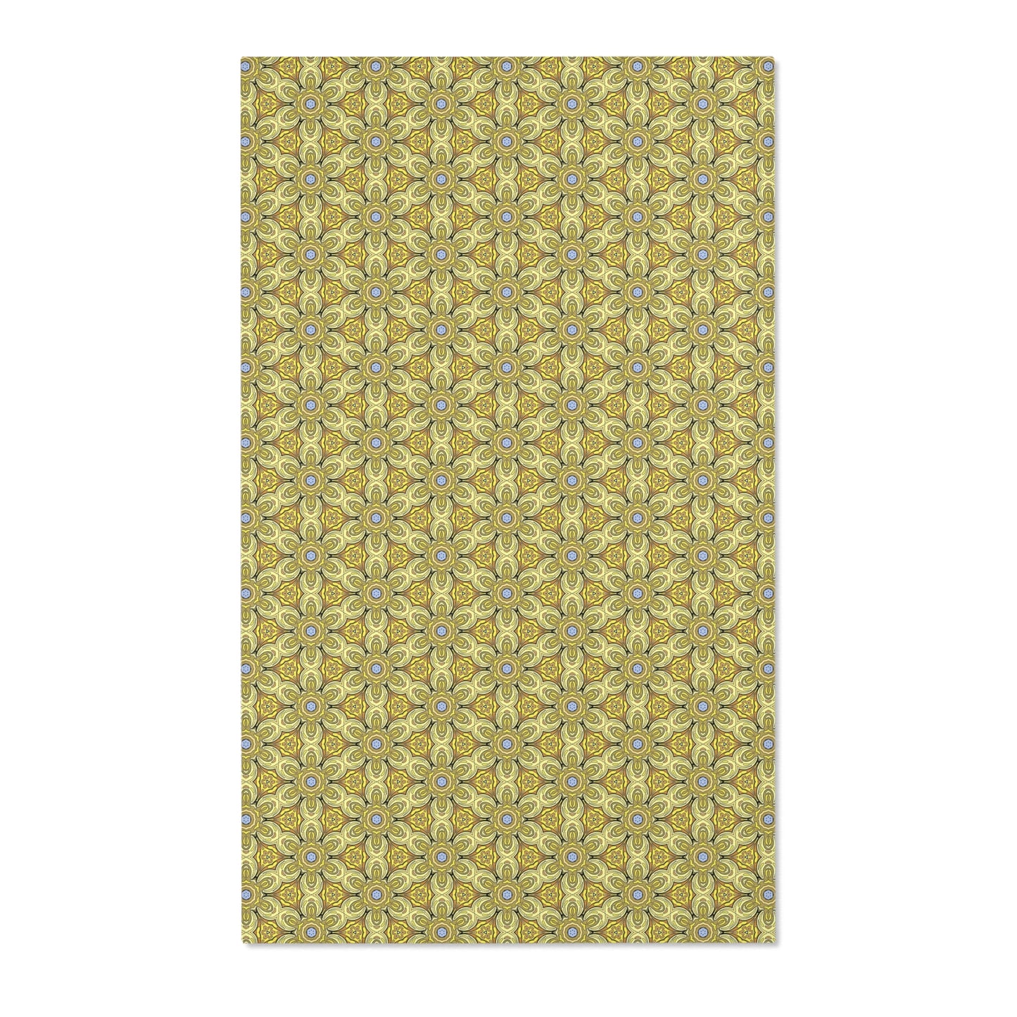 Retro Yellow Flowers Area Rug – Colorful Geometric Floral Rug for Modern Home Decor