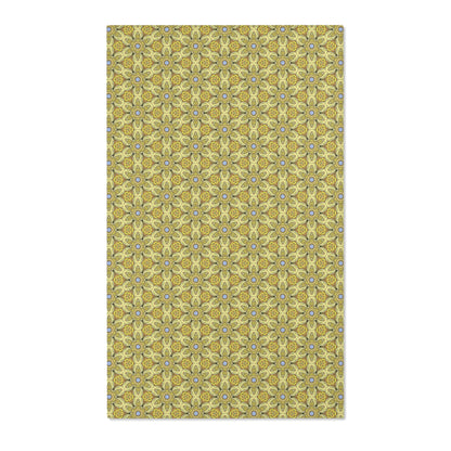 Retro Yellow Flowers Area Rug – Colorful Geometric Floral Rug for Modern Home Decor
