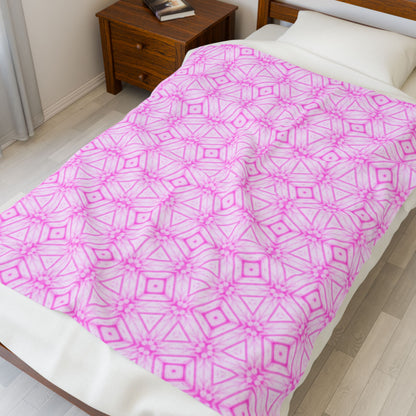 Cherry Blossom Patchwork Velveteen Plush Blanket – Pink Cozy Sakura Floral Throw,Japanese Cherry Blossom Soft Throw