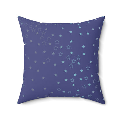 Blue Starfall Square Pillow – Spun Polyester Decorative Cushion with Geometric Pattern on Blue Background