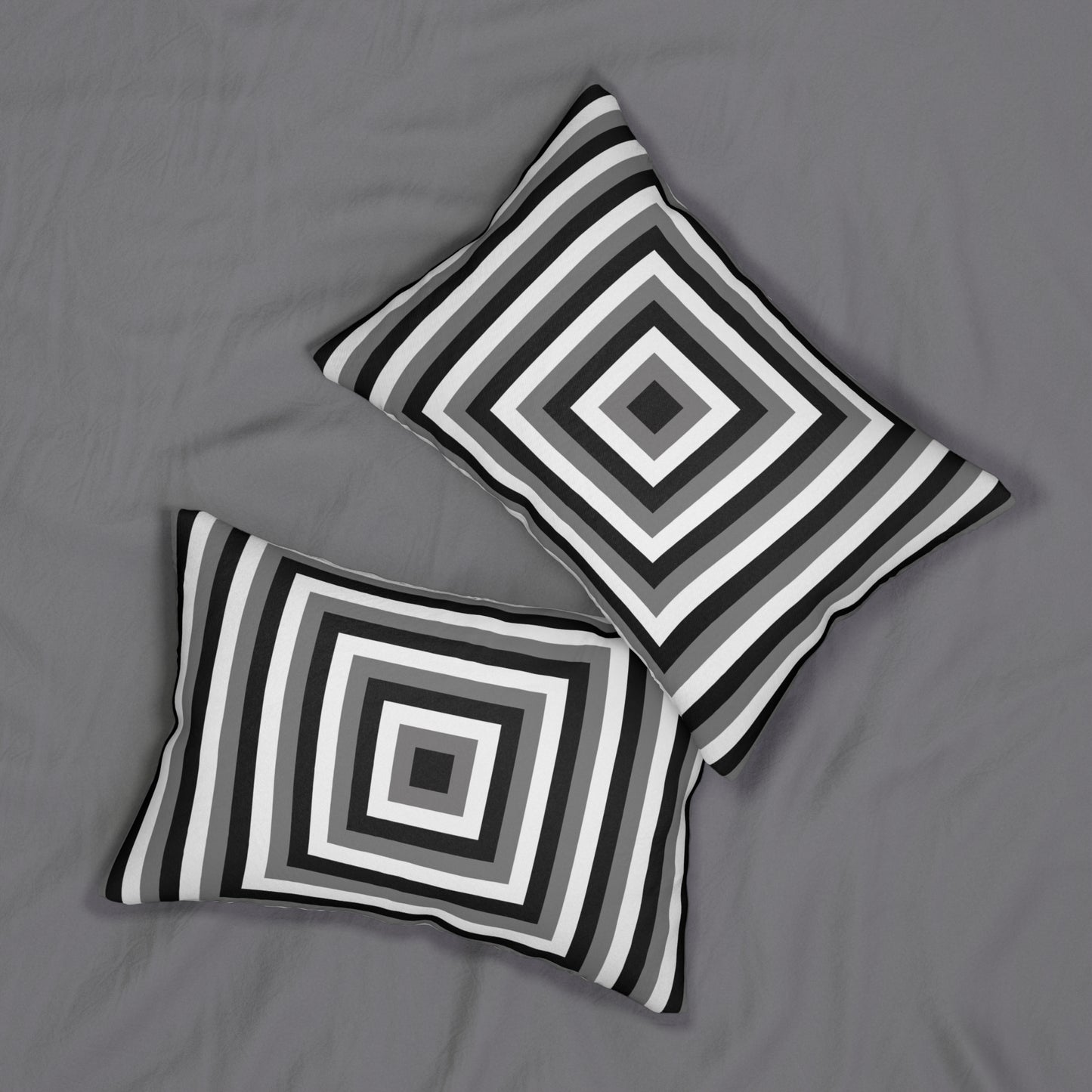 Optical Illusion Square Lumbar Pillow – Bold Black and White Geometric Accent Cushion for Modern or Mid-Century Home Decor