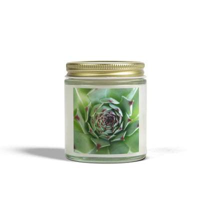 Pale Green Spiky Succulent Jar Candle – Minimalist Botanical Image Candle for Calm Desert-Inspired Decor