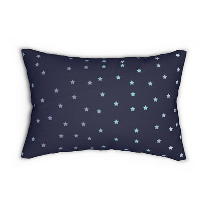 Blue Stars Forever Lumbar Pillow – Celestial Navy Blue Star Pattern Decorative Throw Pillow for Patriotic or Whimsical Home Decor