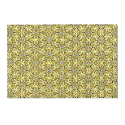 Retro Yellow Flowers Area Rug – Colorful Geometric Floral Rug for Modern Home Decor