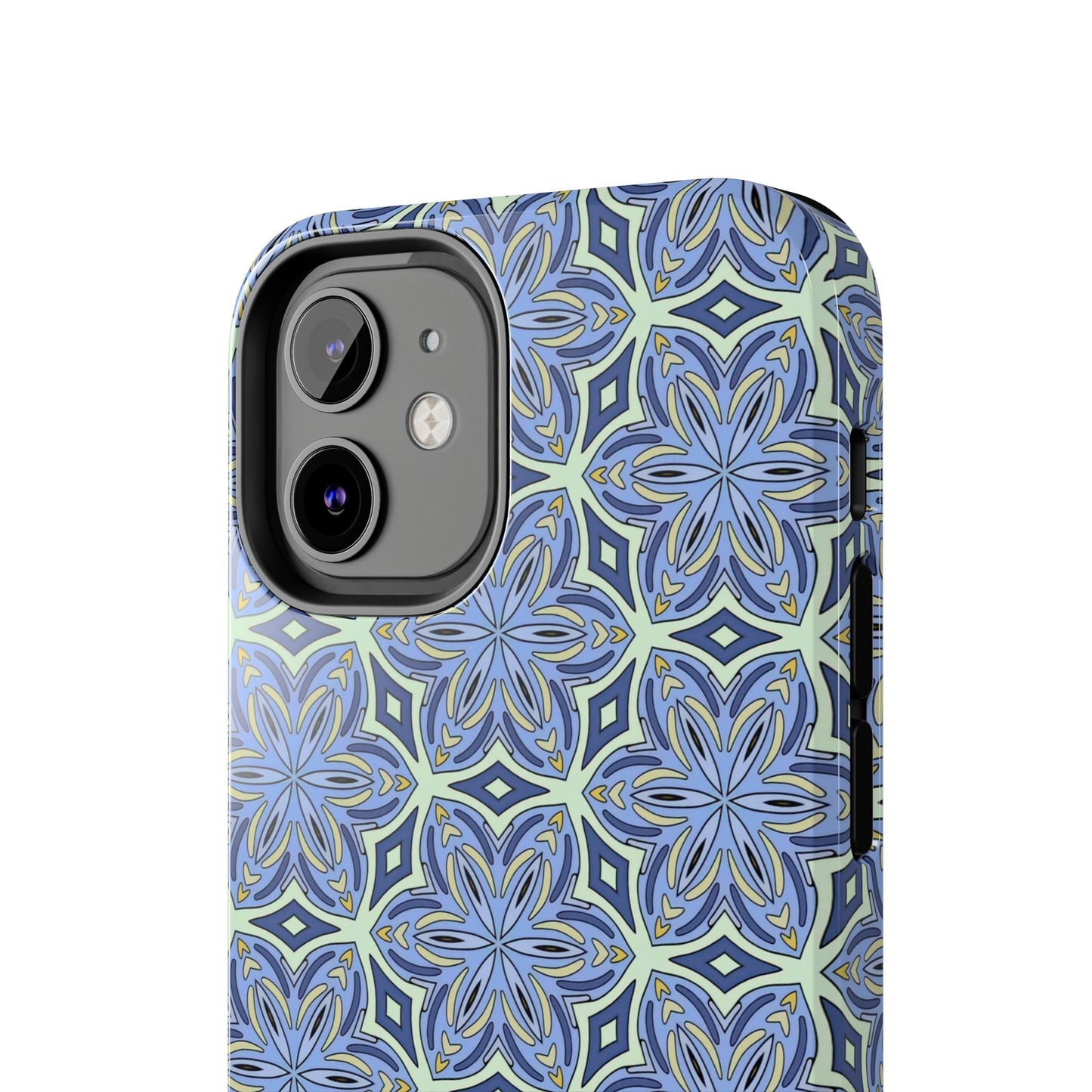 Pale Cornflower Blue and Yellow Phone Case – Geometric Floral Protective Cover for iPhone & Android Models