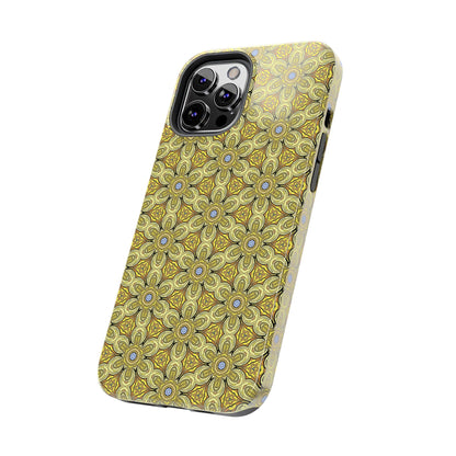 Retro Yellow Flowers Pattern Phone Case – Vibrant Geometric Floral Design for iPhone & Samsung