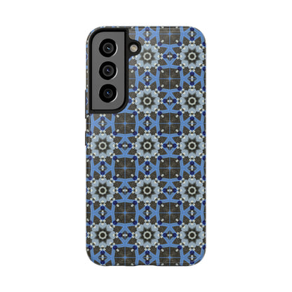 Blue Quilt Pattern Phone Case – Geometric Floral Protective Cover for iPhone & Android Models