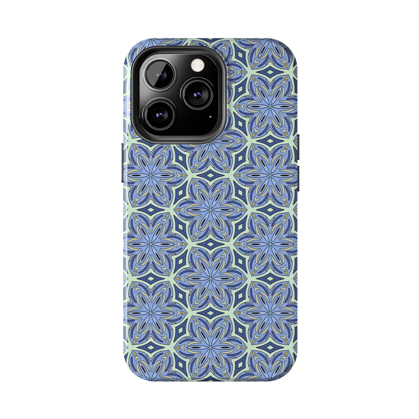 Pale Cornflower Blue and Yellow Phone Case – Geometric Floral Protective Cover for iPhone & Android Models