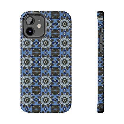 Blue Quilt Pattern Phone Case – Geometric Floral Protective Cover for iPhone & Android Models