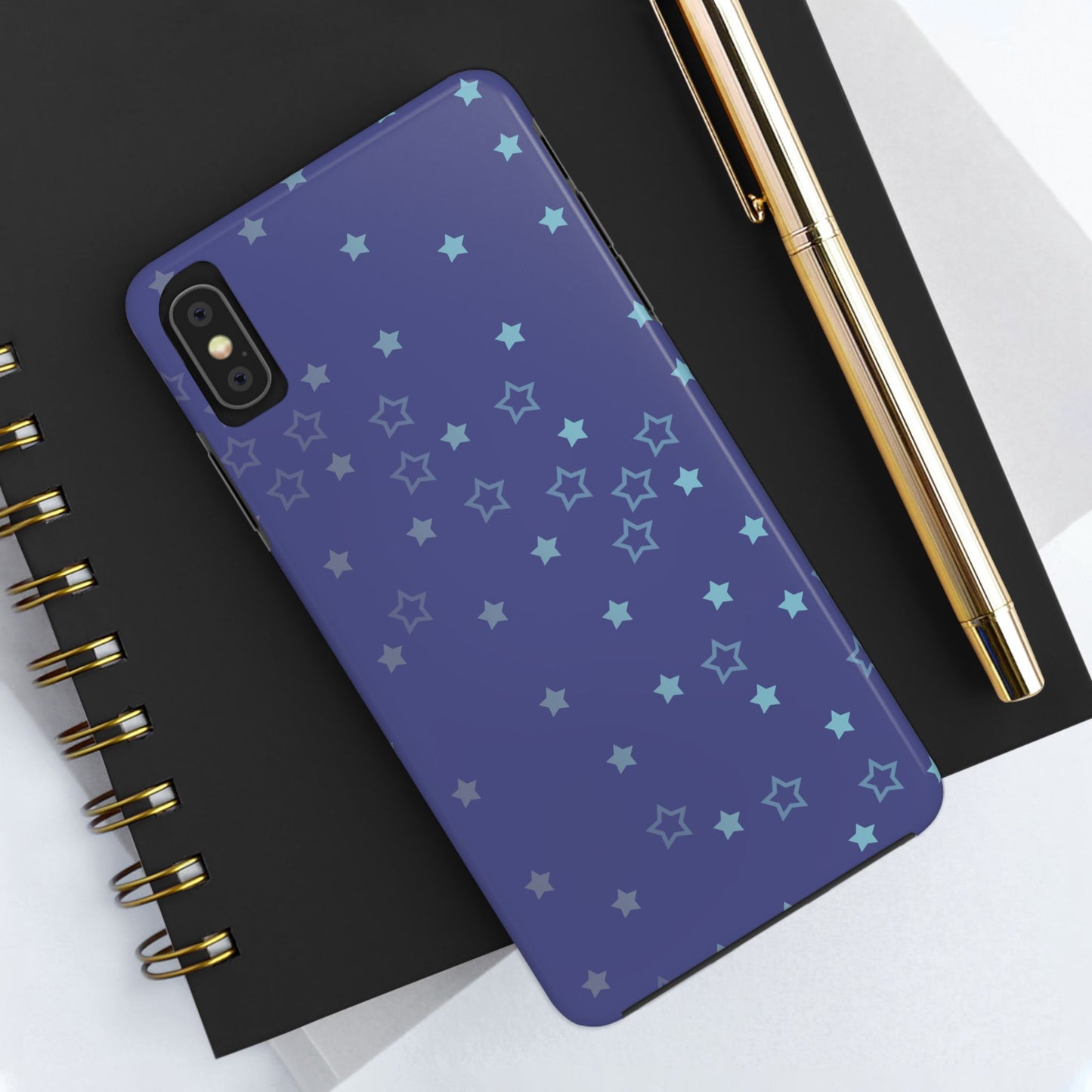 Blue Starfall Tough Phone Case – Celestial Blue Star Cover, Galaxy-Inspired Night Sky iPhone Accessory