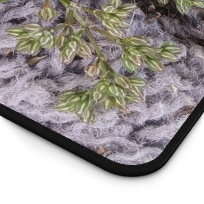Where the Allseed Grows Desk Mat – Urban Nature Minimalist Botanical Workspace Mat with Concrete Texture Design