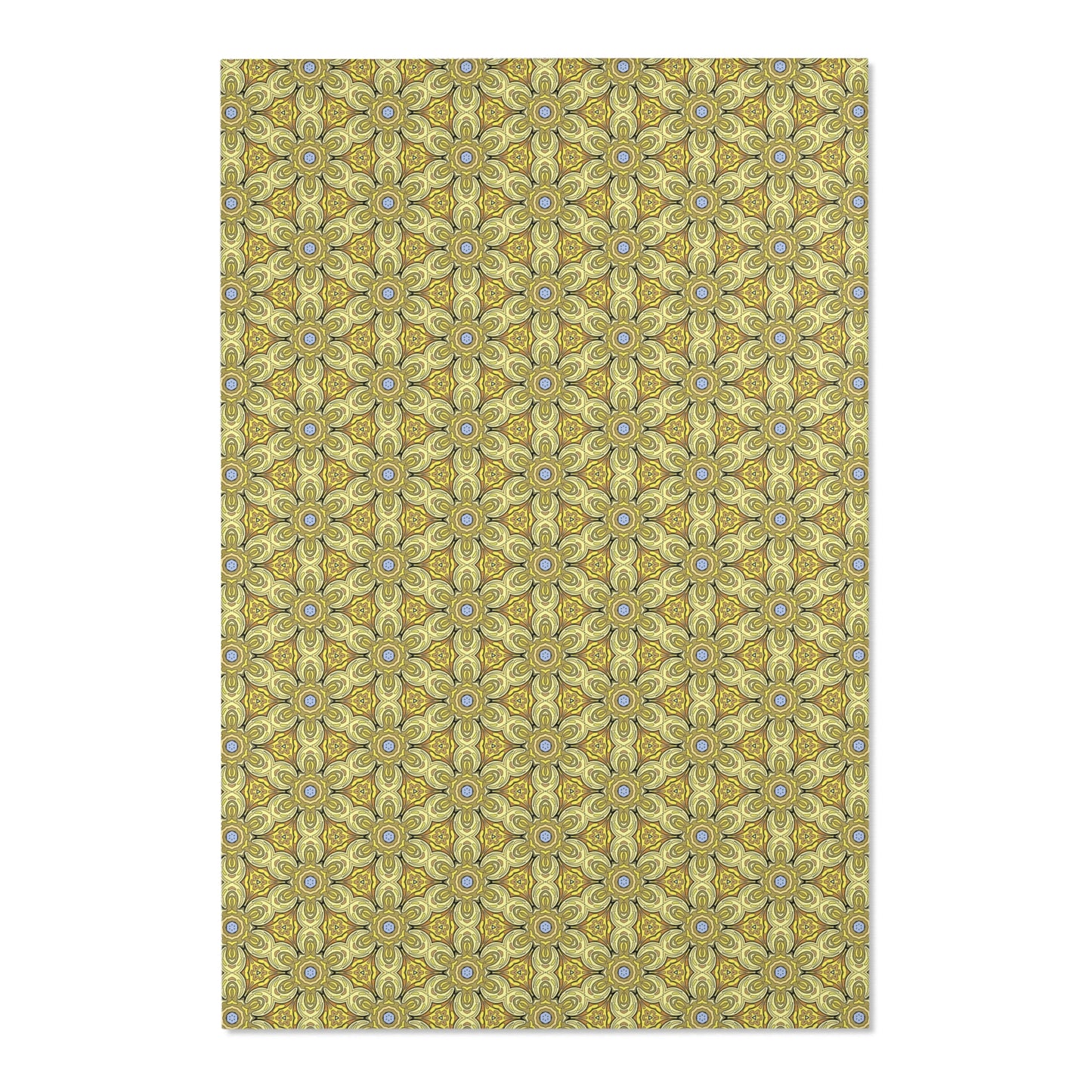 Retro Yellow Flowers Area Rug – Colorful Geometric Floral Rug for Modern Home Decor