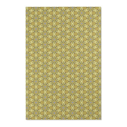 Retro Yellow Flowers Area Rug – Colorful Geometric Floral Rug for Modern Home Decor