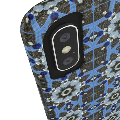 Blue Quilt Pattern Phone Case – Geometric Floral Protective Cover for iPhone & Android Models
