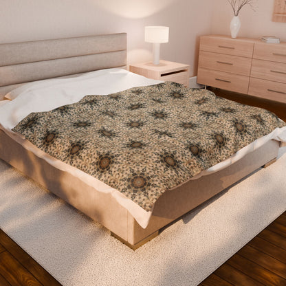 Desert Suns Velveteen Throw Blanket – Warm Southwest-Inspired Sun Pattern for Cozy Modern Homes
