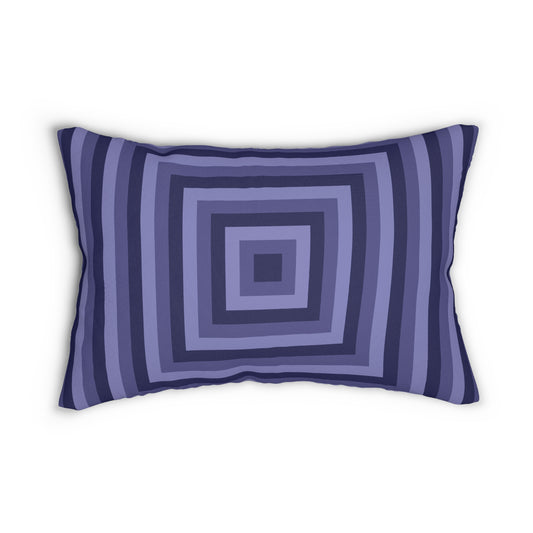 Purple Optical Illusion Lumbar Pillow – Retro Concentric Square Pattern Throw Cushion for Modern and Trippy Decor