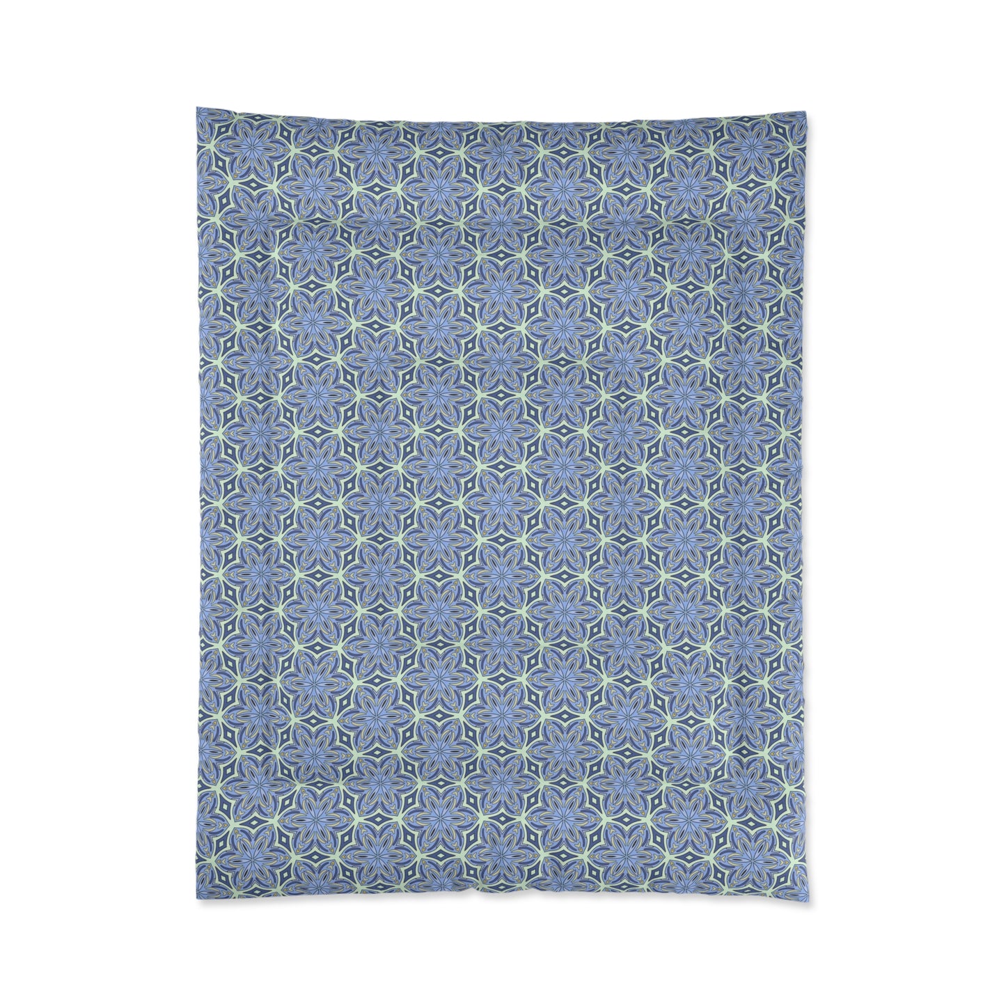 pastel blue and yellow modern bedspread