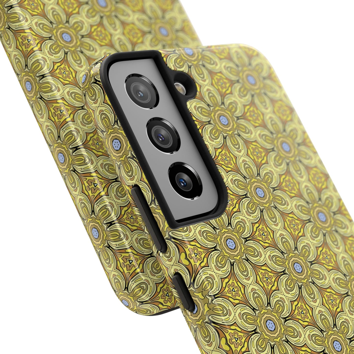 Retro Yellow Flowers Pattern Phone Case – Vibrant Geometric Floral Design for iPhone & Samsung