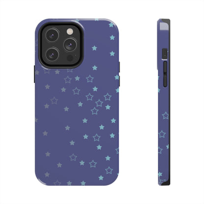 Blue Starfall Tough Phone Case – Celestial Blue Star Cover, Galaxy-Inspired Night Sky iPhone Accessory