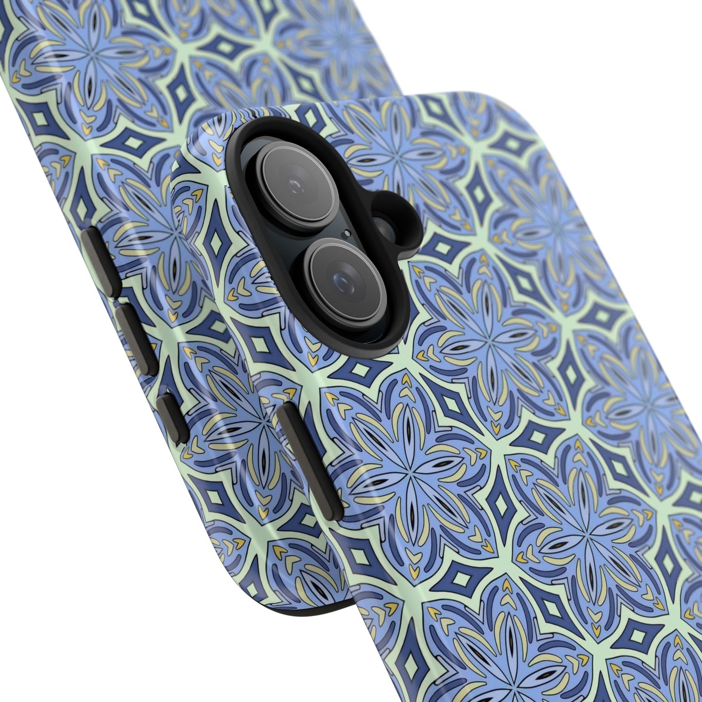 Pale Cornflower Blue and Yellow Phone Case – Geometric Floral Protective Cover for iPhone & Android Models