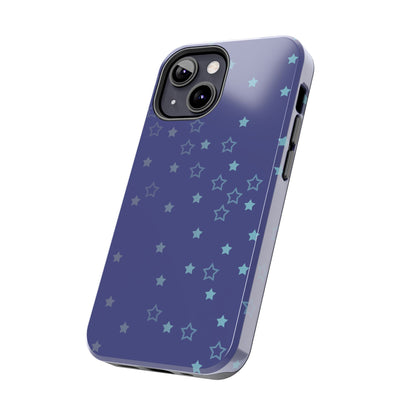 Blue Starfall Tough Phone Case – Celestial Blue Star Cover, Galaxy-Inspired Night Sky iPhone Accessory