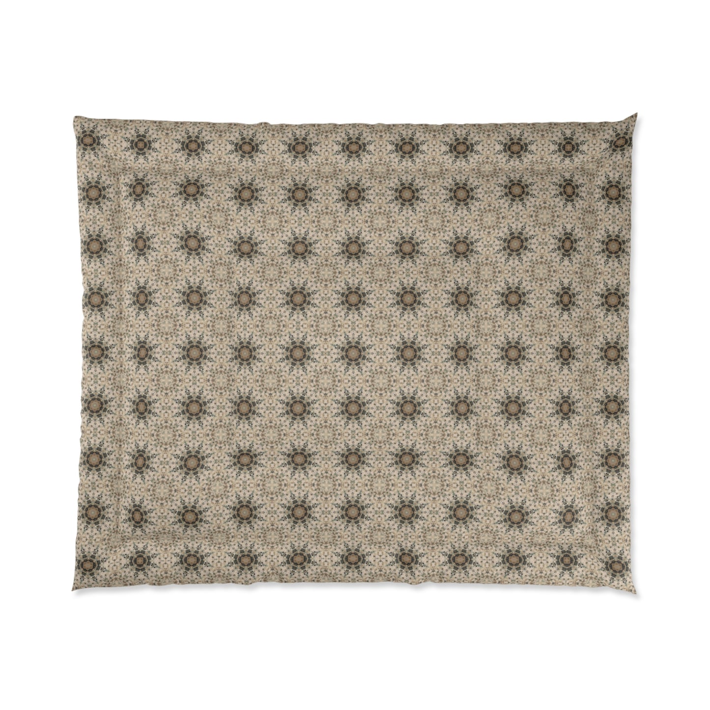 Desert Suns Comforter – Boho Sunburst Bedding, Beige Neutral Tones Mandala Design