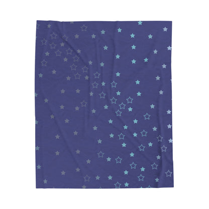 Blue Starfall Velveteen Plush Blanket – Blue Star Throw, Celestial Night Sky Fleece Blanket, Galaxy-Inspired Cozy Decor