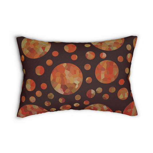 Mosaic Polka Dot Lumbar Pillow – Warm Autumn Circle Pattern Cushion for Modern or Artistic Home Decor